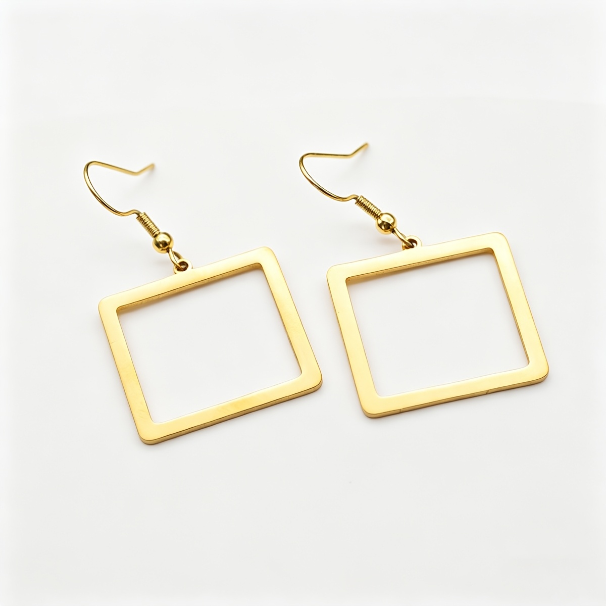 Women's Geometric Rectangle Drop Earrings, Minimalist Style