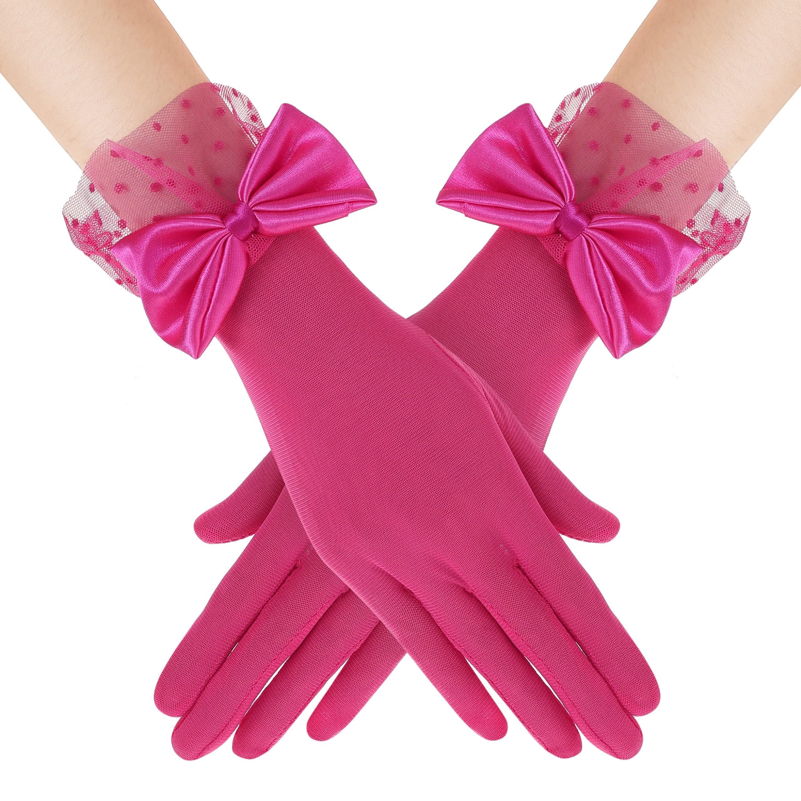 Elegant Short Gloves With Lace And Bows, Suitable For Parties, Weddings, And Evening Events, Providing And Appropriate For Funerals.