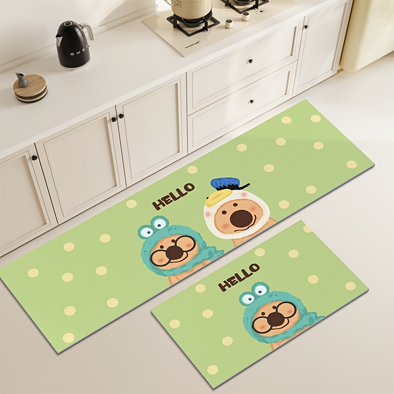 diatomic mud cartoon bear kitchen mats home long strip water absorbing and oil absorbing two piece floor mats bathroom anti slip quick drying mats Product details 2
