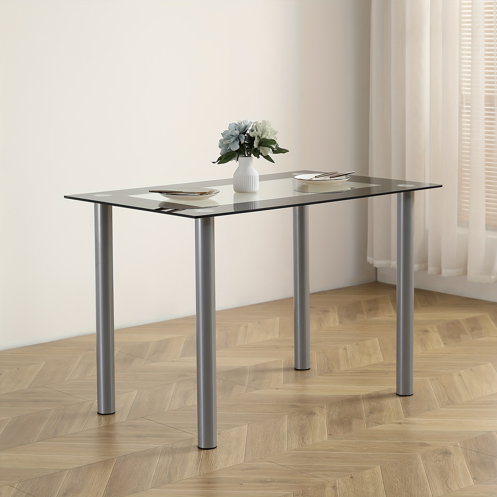 

Fch Rectangular Cylindrical Leg Table 4 Steel Clear 110*70*75cm