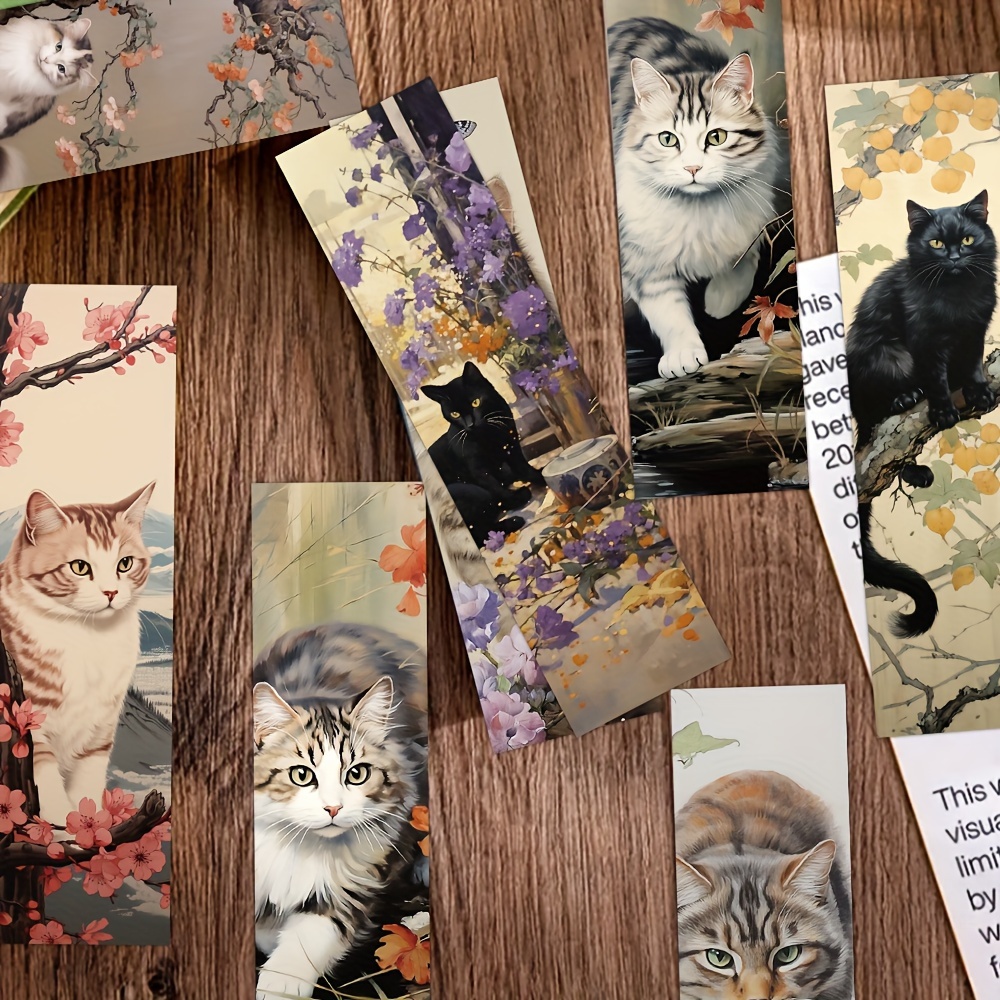 

1pack/30pcs Retro Cat Bookmark, Paper Reading Multifunctional Bookmark, Unique Reading Gift