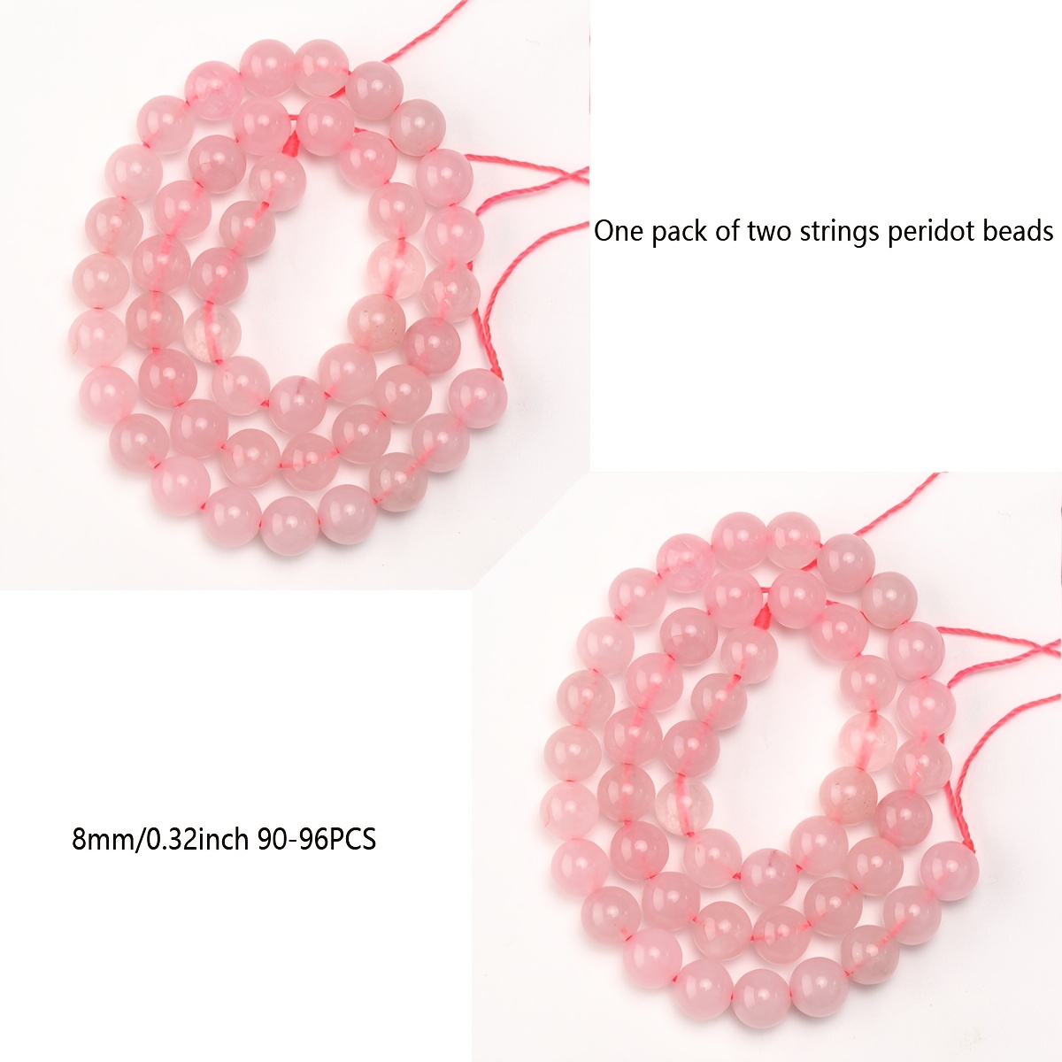 TEMU Perles de quartz rose naturel - Perles rondes de 4/6/8/10 mm pour la fabrication de bijoux ; , bracelets, boucles d'oreilles faits à ;