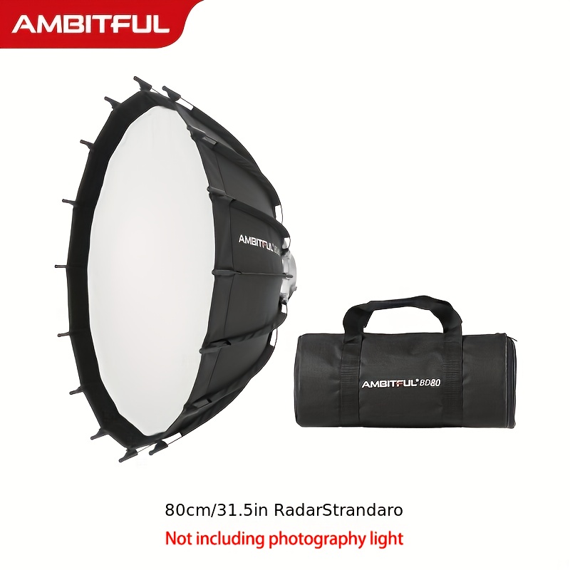Ambitful Bd80 80cm 31.5in Bowens Mount Beauty Dish Quick Folding Softbox For Studio Photography Outdoor Shooting