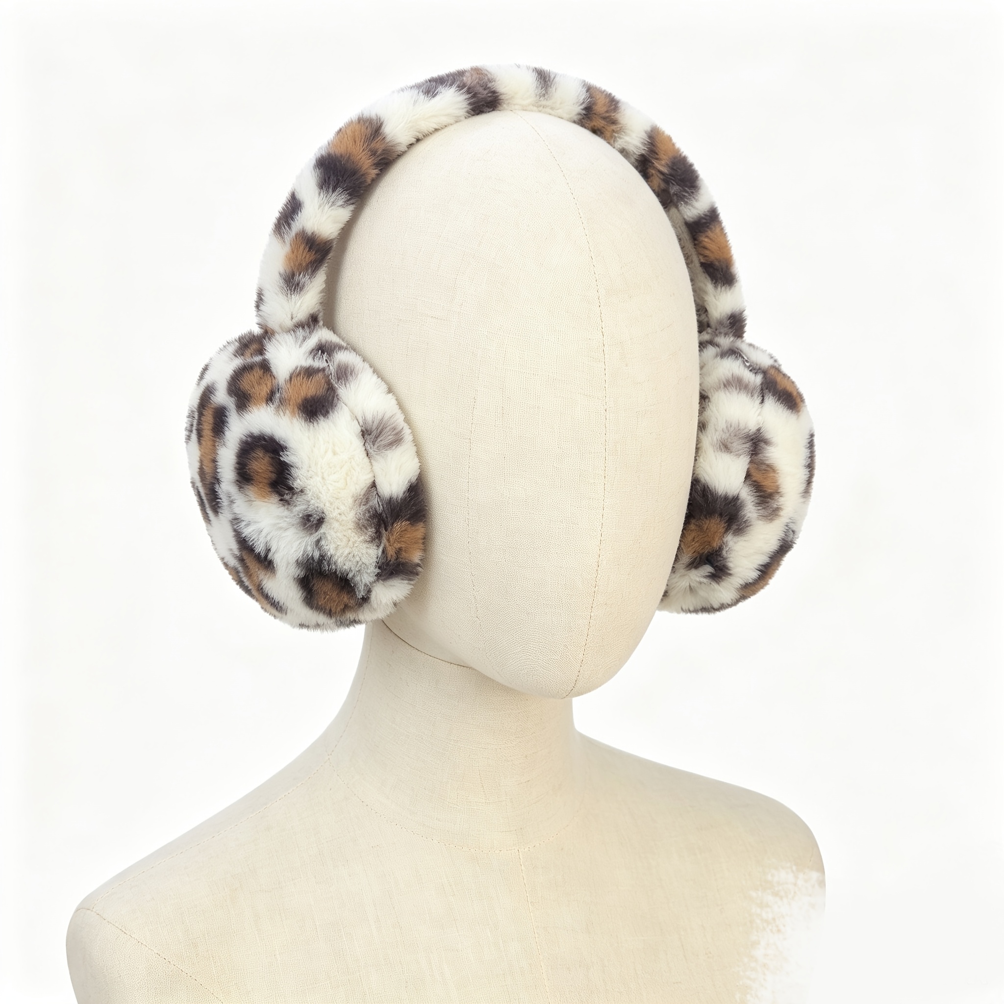 TEMU Bavettes d'hiver pour femmes à imprimé léopard, protège-oreilles chauds en peluche, protège-oreilles doublés et pour temps froid en extérieur