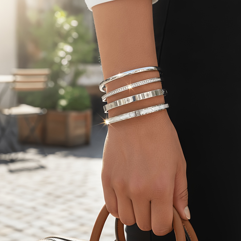 Women's Interlocking Stackable Cuff Bracelet, Hypoallergenic