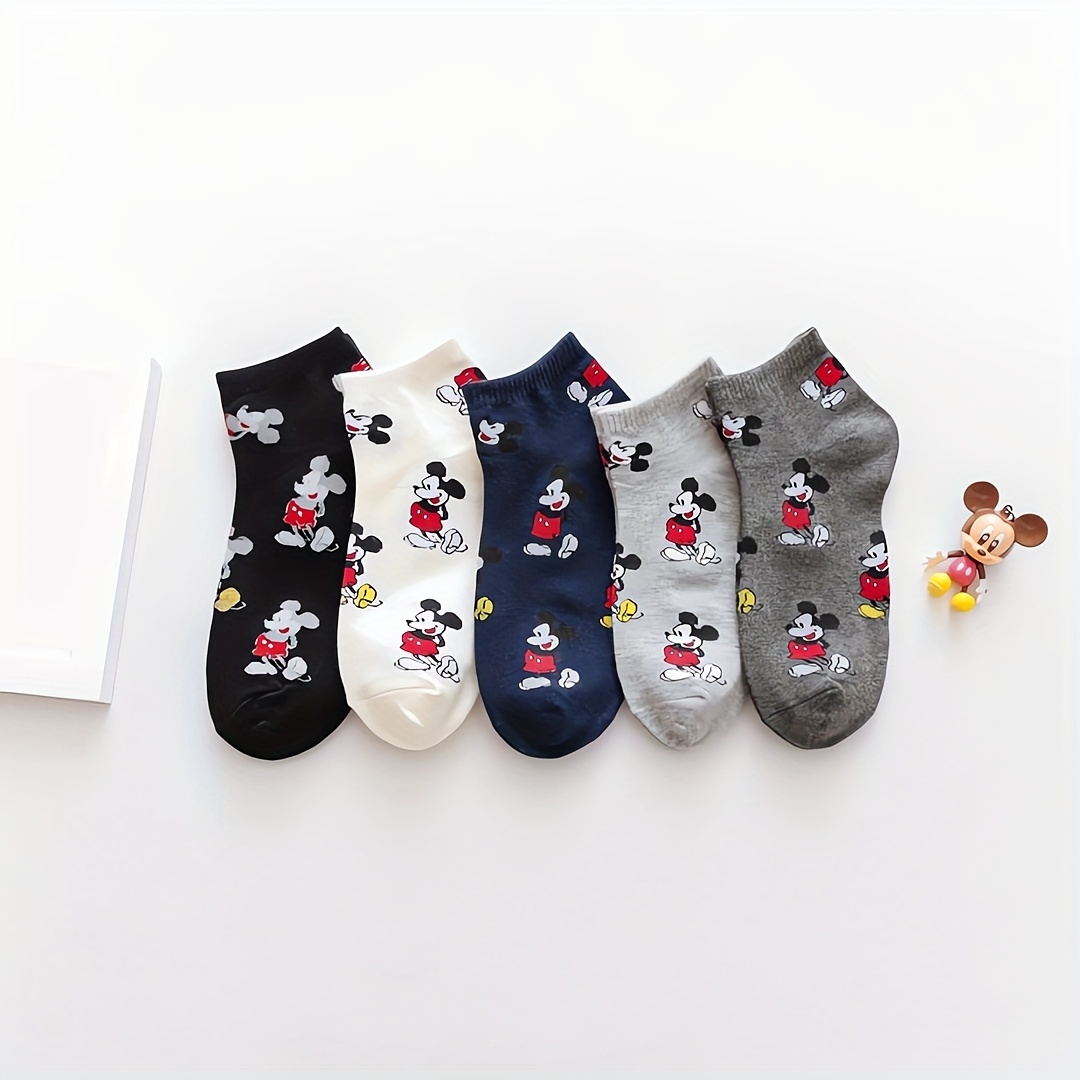 

Disney Mickey Mouse Cartoon Socks - 5-pack, Breathable & Lightweight Cotton Ankle Socks For Women And Girls, Perfect Gift Idea