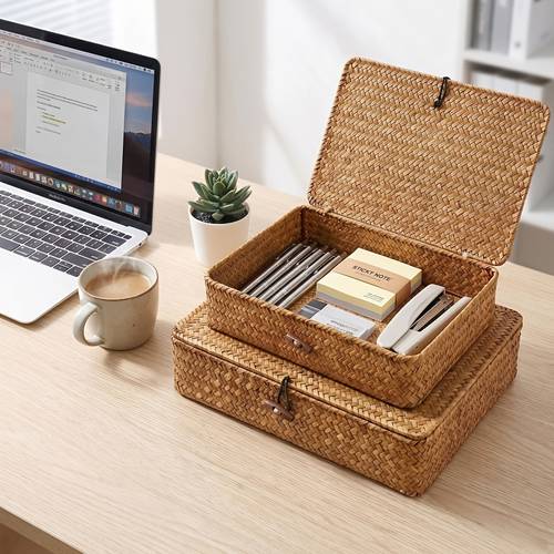 hand lidded storage box dustproof and desktop cosmetic and organizer wardrobe underwear storage basket home storage box for bedroom and bathroom