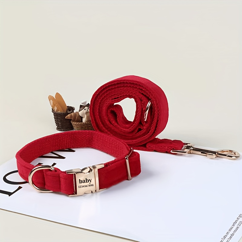 Personalized Adjustable Zinc Alloy Snap Button Dog Collar Set