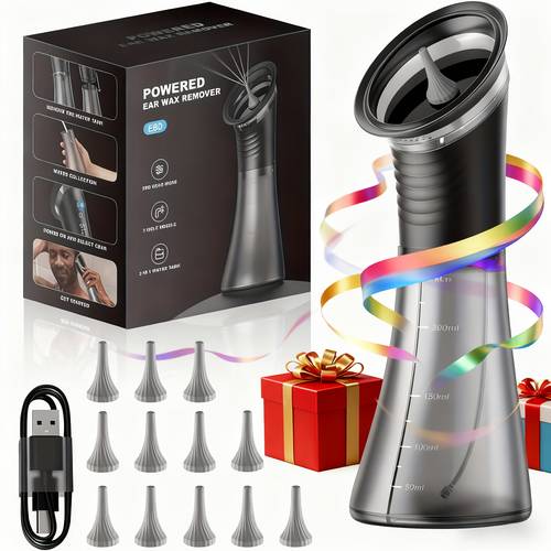 ear cleaner for removing earwax integrated dry and dirty storage replaceable nozzle with 11 replacement heads usb rechargeable visual sewage recovery window for earwax removal ideal festival gifts personal care men gifts ipx7