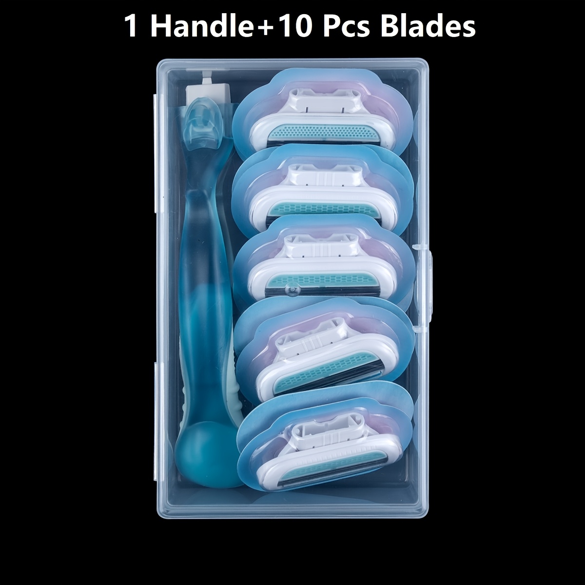 Image of 1 Handle+10 / Razors For Women, 3-layer Stainless Steel , Replaceable Manual Safe Hair Removal Blade, Easy To Clean, Smooth Hair Removal, Girls' Summer Bikini Hair Removal Device