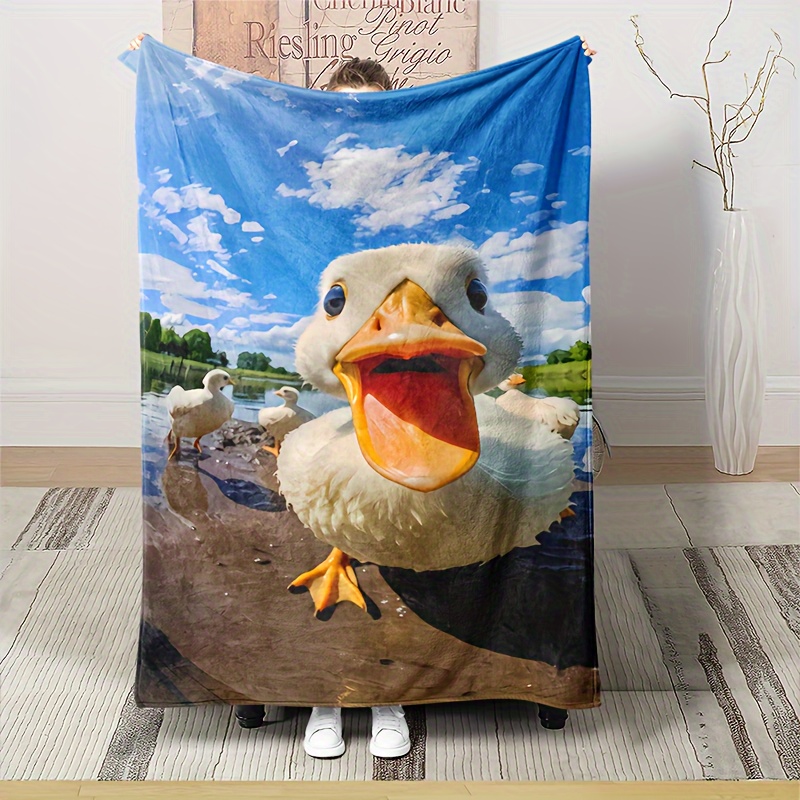 Rubber Duck Duck Throw Blanket Rubber Duck Blue Pattern