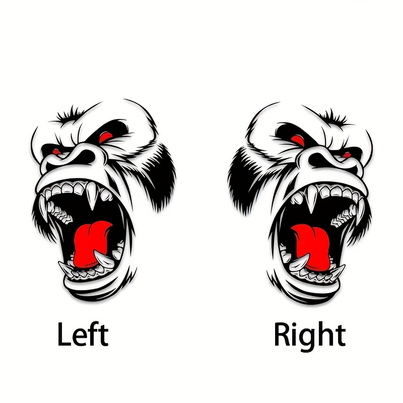 1pc Daring Gorilla Design Car Stickers - Large Vintage Grunge Style for SUVs, Hoods & Doors - Weatherproof Vinyl Graphics - Instantly Transform Your Pickup Truck or Vehicles Unique Look