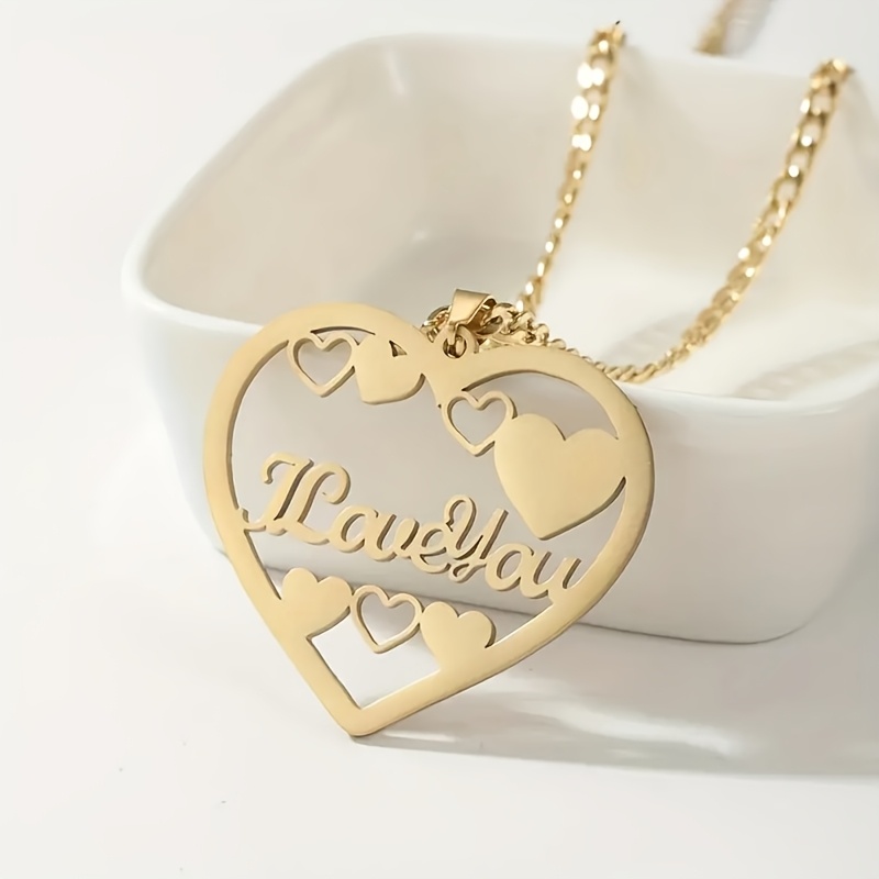 Customized Heart-shaped Pendant Name Necklace, 18K Gold Plated