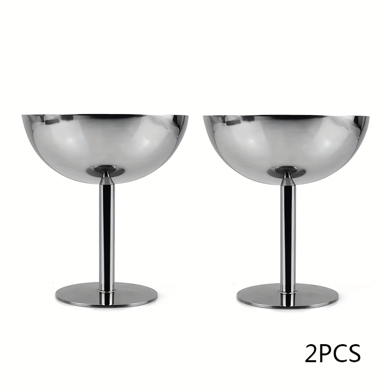 2-pack Stainless Steel Ice Cream Cups - 304 Polished Stainless Steel , Dishwasher Safe, Suitable For Cocktails, Desserts, , And Home Dining, Durable Drinkware