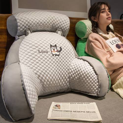 1pc of luxurious cushion reading pillow with angled headrest soft quilted design polyester fiber non slip cover headboard pack bed pillow large backrest pillow for sleeping sofa lumbar support pillow