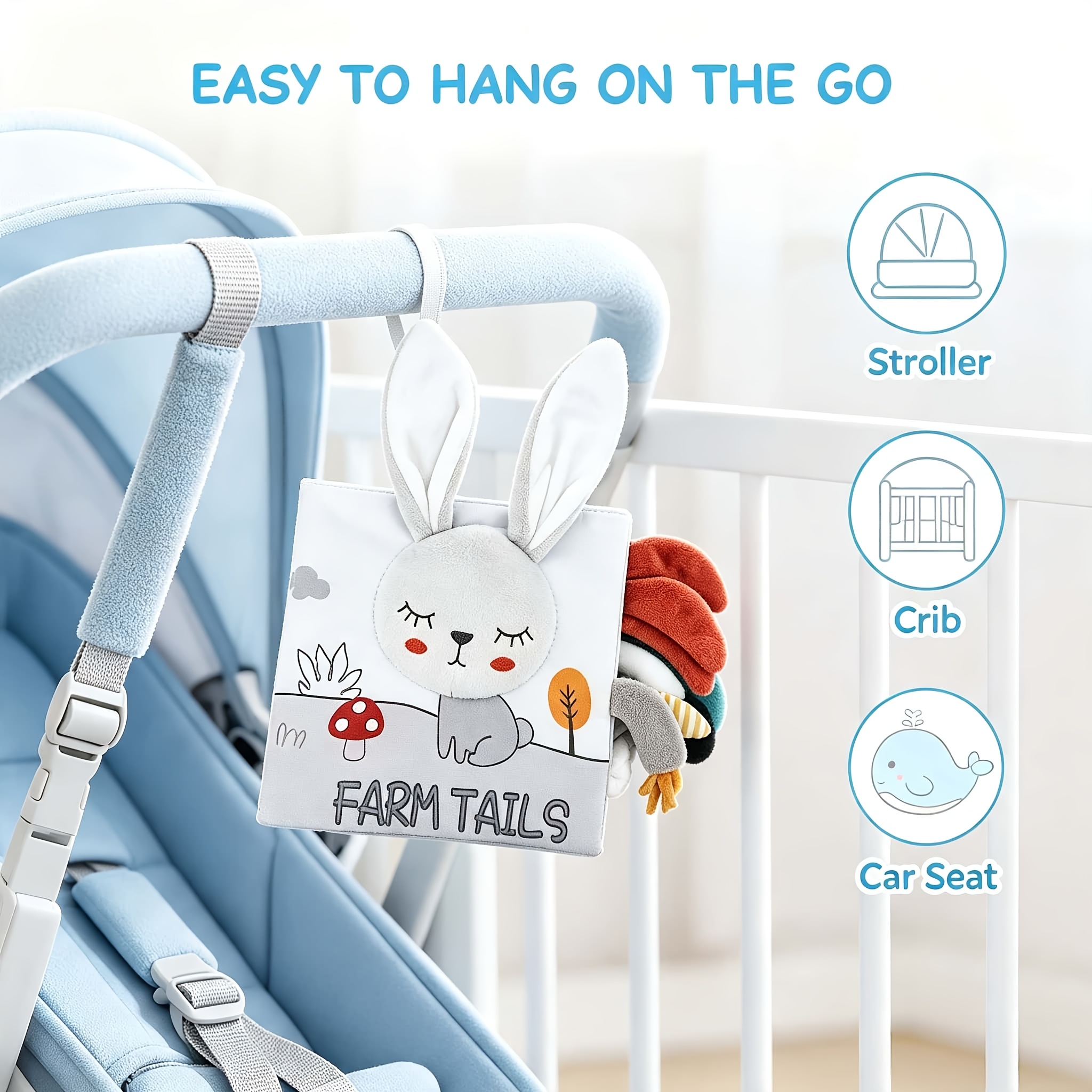 3D Tactile High Contrast Baby Book, Rabbit Cloth Book