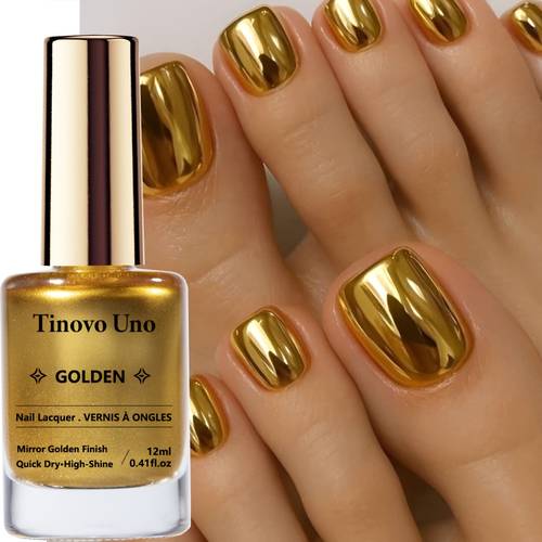 tinovo golden metallic nail polish quick drying formula no baking required long lasting manicure alcohol free suitable for a must have for nail art enthusiasts