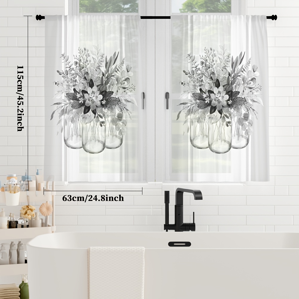 TEMU 2 pièces Rideaux Transparents en Verre , Rideaux Courts à Étages pour Cuisine, Rideaux Café à Poche pour Tringle, Filtrent , Idéaux pour Petites