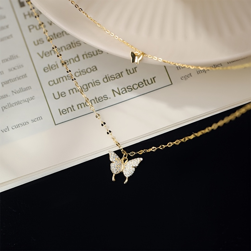 Women's Pendant Necklace & Butterfly Double Layering Set for Holidays
