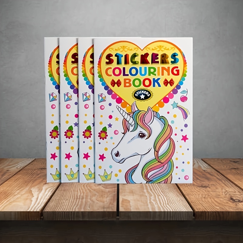 

Unicorn Stickers Coloring Book With Alphabet And Number Stickers - A5 Creative Craft Paper Activity Book For Drawing And Coloring, Ideal Gift For Teens And Adults, Single Use - Pack Of 1