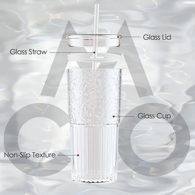 2pcs 20oz glass cups with lids and straws glass coffee tumbler tumbler water glass water bottle glass coffee mug iced tea cup 20oz beer can shaped drinking glasses thanksgiving Product details 3