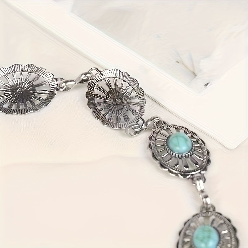 Boho Vintage Turquoise & Silver Waist Belt