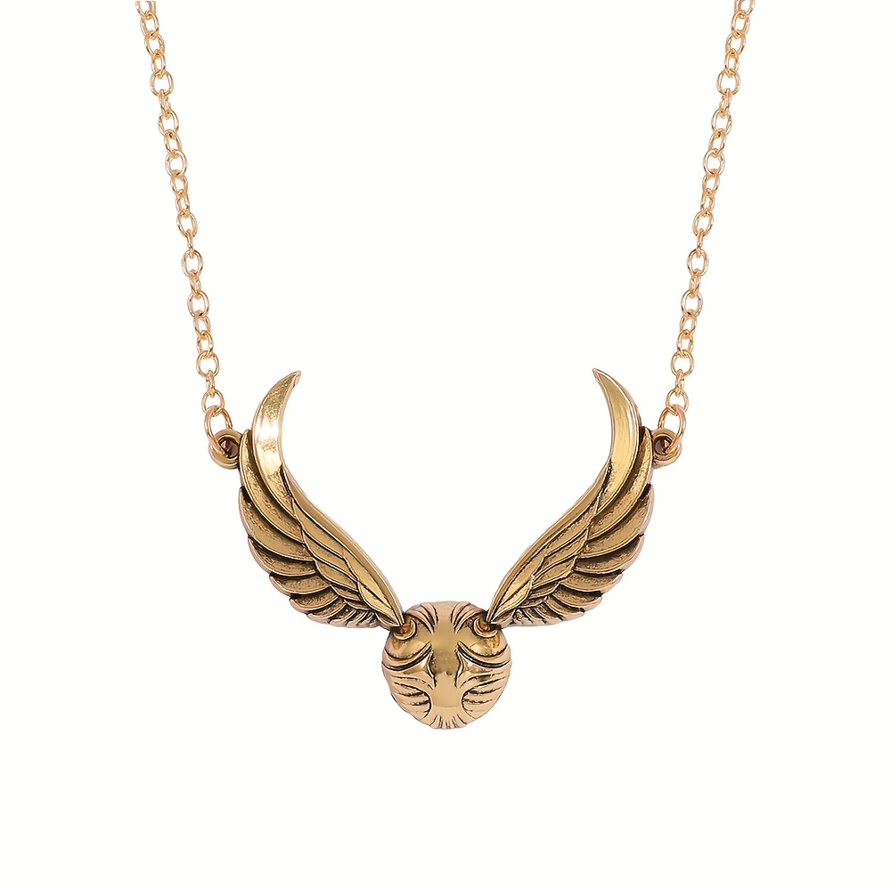 Image of 1pc Harry Potter Necklace - Exquisite Wing Pendant, A Gift From Wizarding World Jewels For Quidditch Fans
