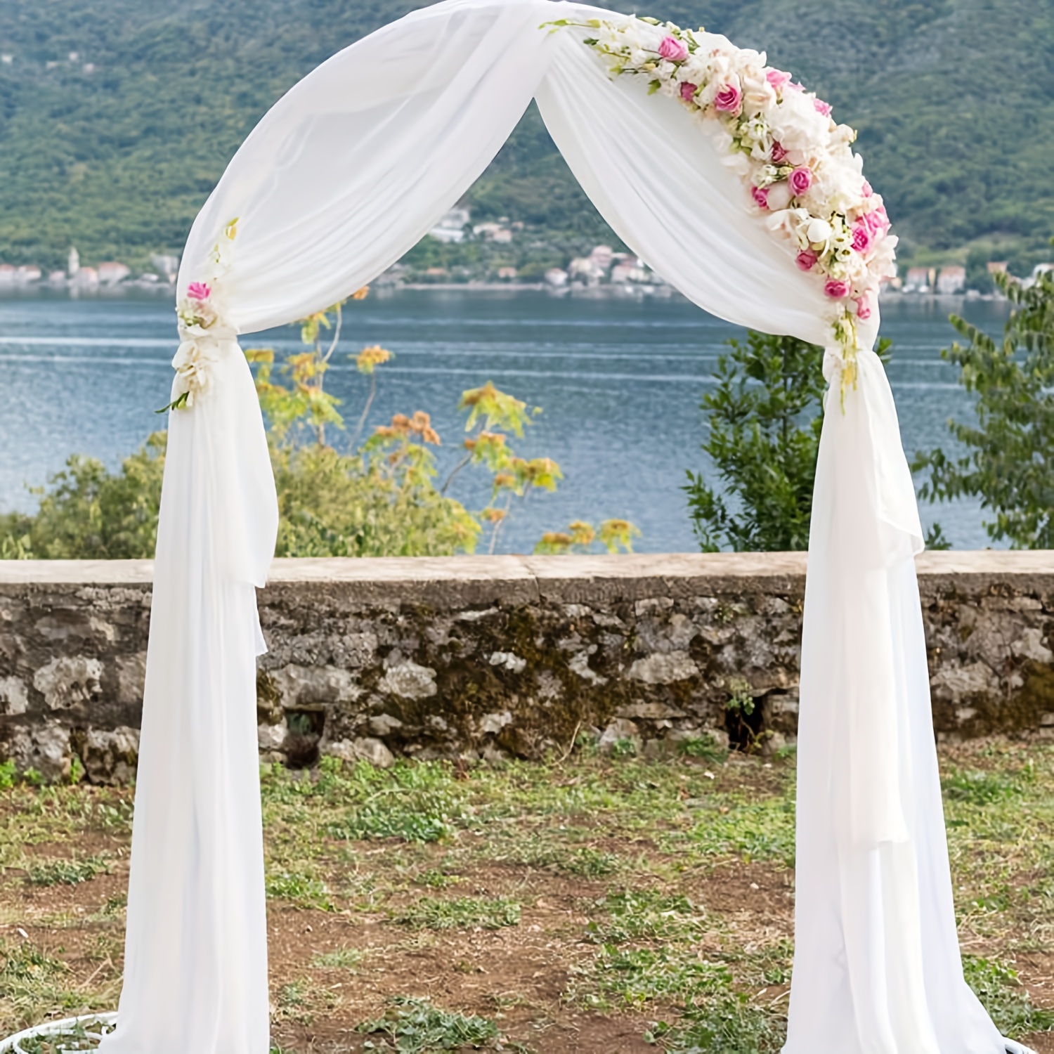 1 Elegante Drappo Bianco Arco Matrimonio: 6 Metri Tessuto In - Temu Italy