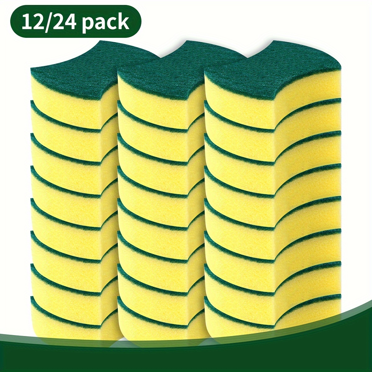 

12/24pcs, Multifunctional Cleaning Sponge, Double-sided Scouring Pad For Cleaning, Dishwashing Sponge, Kitchen Sponge, Non-scratch Sponge Wipe, , Cleaning Supplies, Cleaning Tool, Christmas