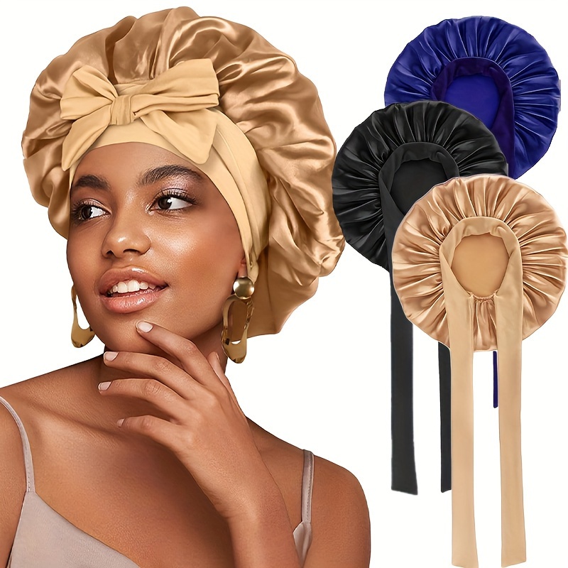 

Ensemble de 3 Pièces Bande Élastique à Colorés Bonnet Rond Simulation Bonnet de Sommeil Soins de Beauté