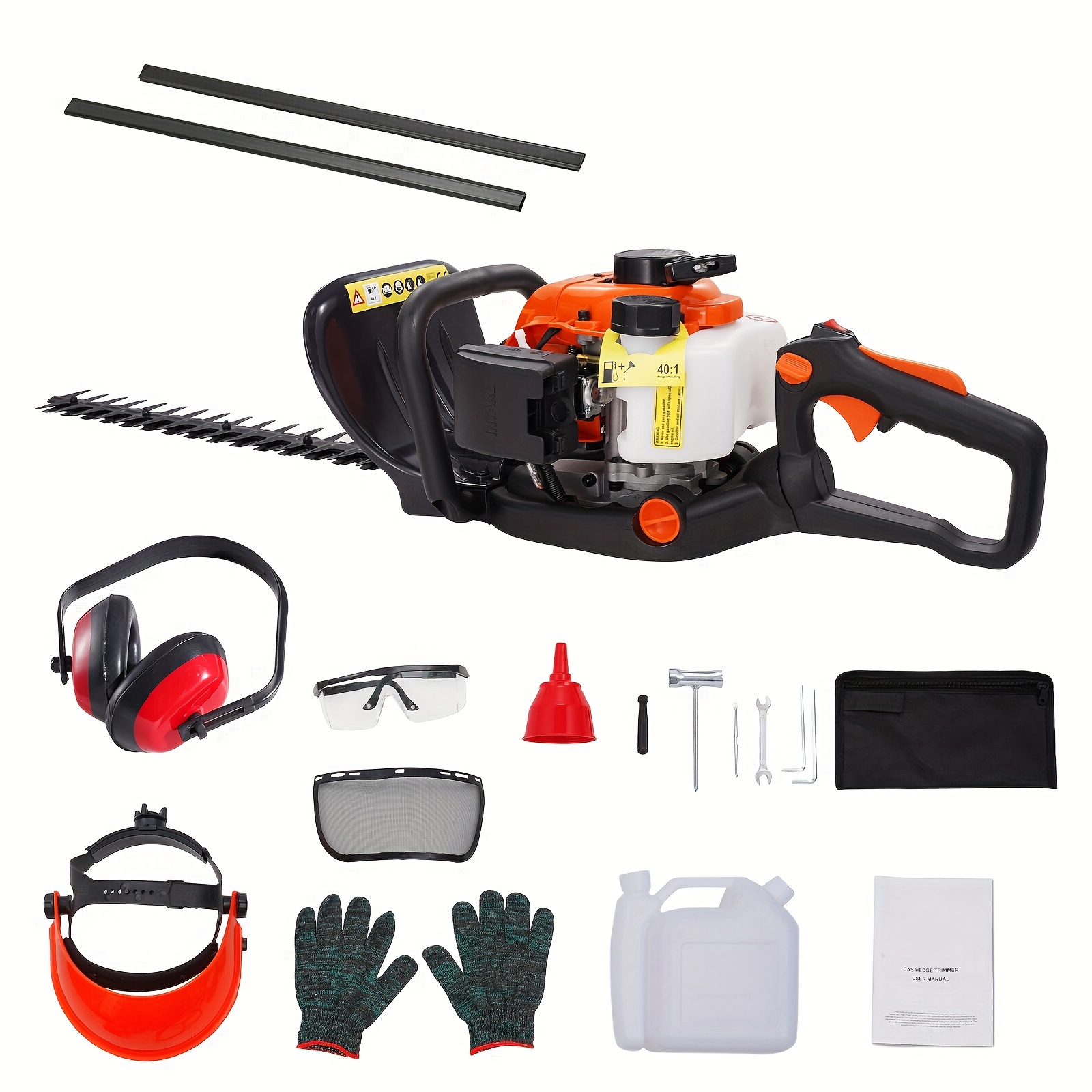 23.2-inch 26CC 2 Cycle Gas Hedge Trimmer, Gas Powered Handheld Hedge Trimmer With Dual Sided Dual Action Blade 180 Adjustable Trimmer Head Suitable For Trimming Shrubs Low Bushes P 010905996263