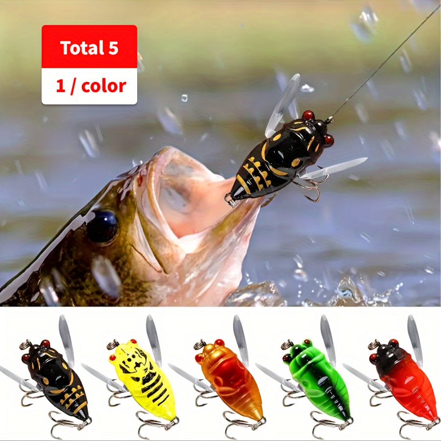 E-shop Takami | 5 Stück/5 Farben Köder Kunststoff Hartschnur Cicada Fake Bait 4cm/5.5G Nachahmungsköder Barsch Spezielle Angelzubehör