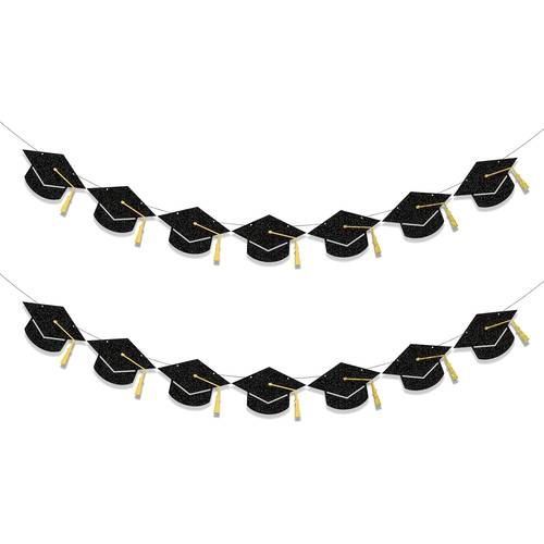 2 4pcs graduation banner decorations 2026 grad party supplies black graduation banner glitter pre grad cap banner congrats grad decorations party supplies pre
