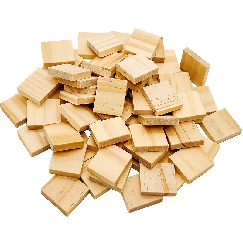 50/100pcs Wood Blank Letter Tiles Unfinished Blank Wood Squares For Craft, Decoration, Art And Laser Engraving Carving, Perfect For Room Decor
