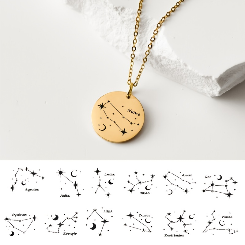TEMU Personalized Necklace, Constellation Necklace, Necklace With Zodiac Sign, Zodiac Necklace With Name, Valentine's Day Gift For Her