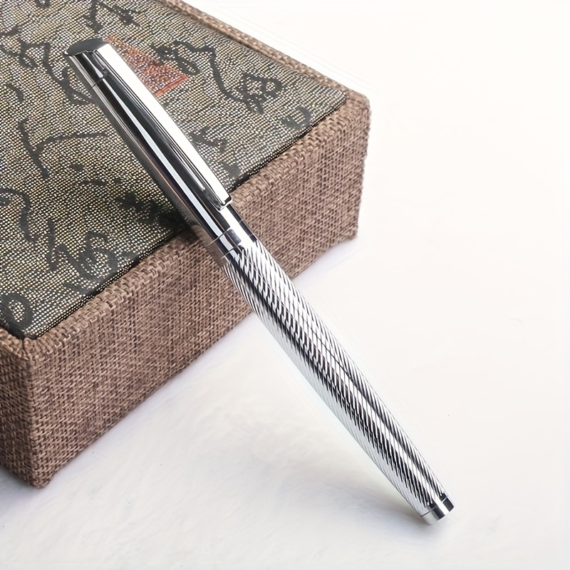 TEMU 1pc, Name Logo Elegant Metal Engraved Signature Pen With Refill - Smooth Writing, Medium Tip, Use With Spring Cover Closure