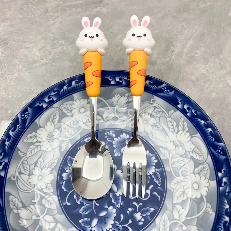 2pcs 304 stainless steel cutlery set with silicone spoons and forks suitable for parties restaurant christmas gift ramadan tableware Product details 3