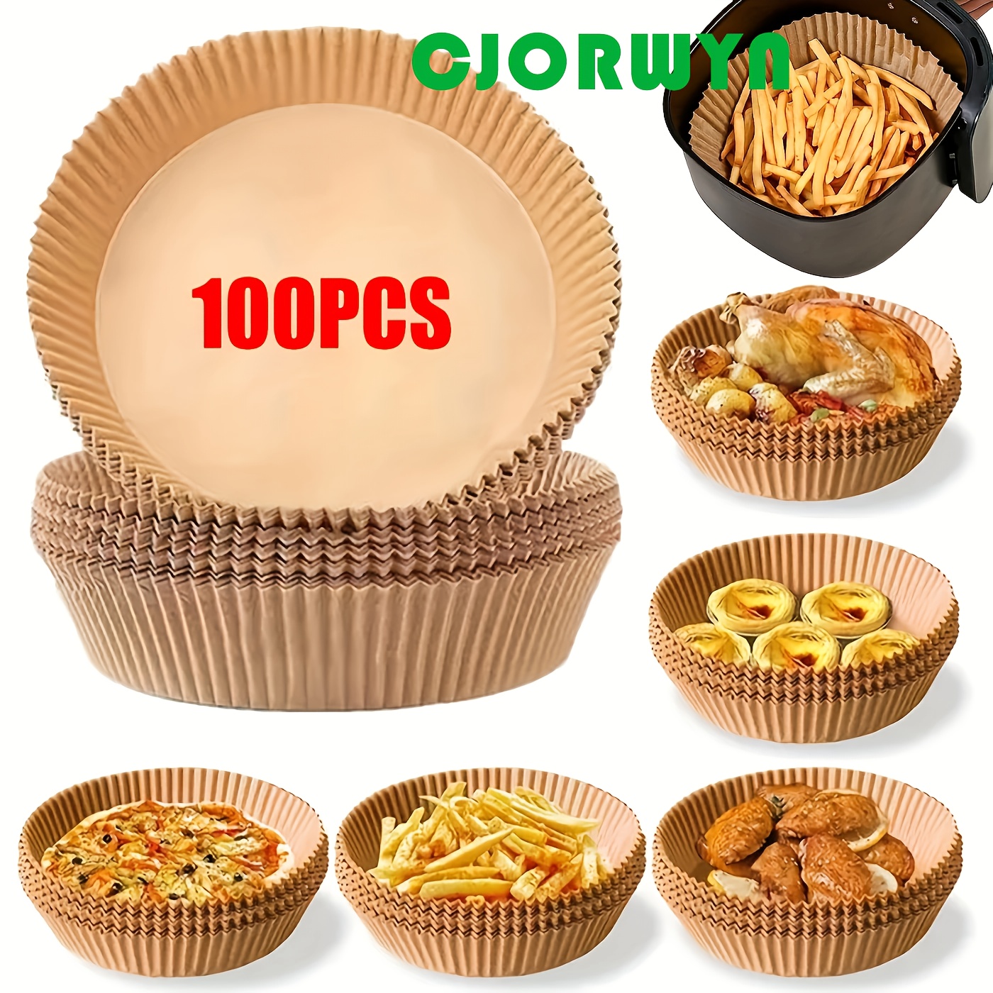 

[popular ] 100pcs Air Fryer Liners - 7.9" Round, Unbleached & Oil-resistant Parchment Paper For Cooking, Baking, Roasting & Microwave Use - Holidays