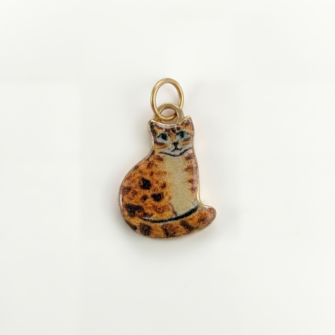 TEMU 1 pièce Pendentif polyvalent minimaliste et , Imprimé peint, Chat coloré, Pendentif série animaux, Accessoires de mode DIY pour bijoux, Convient