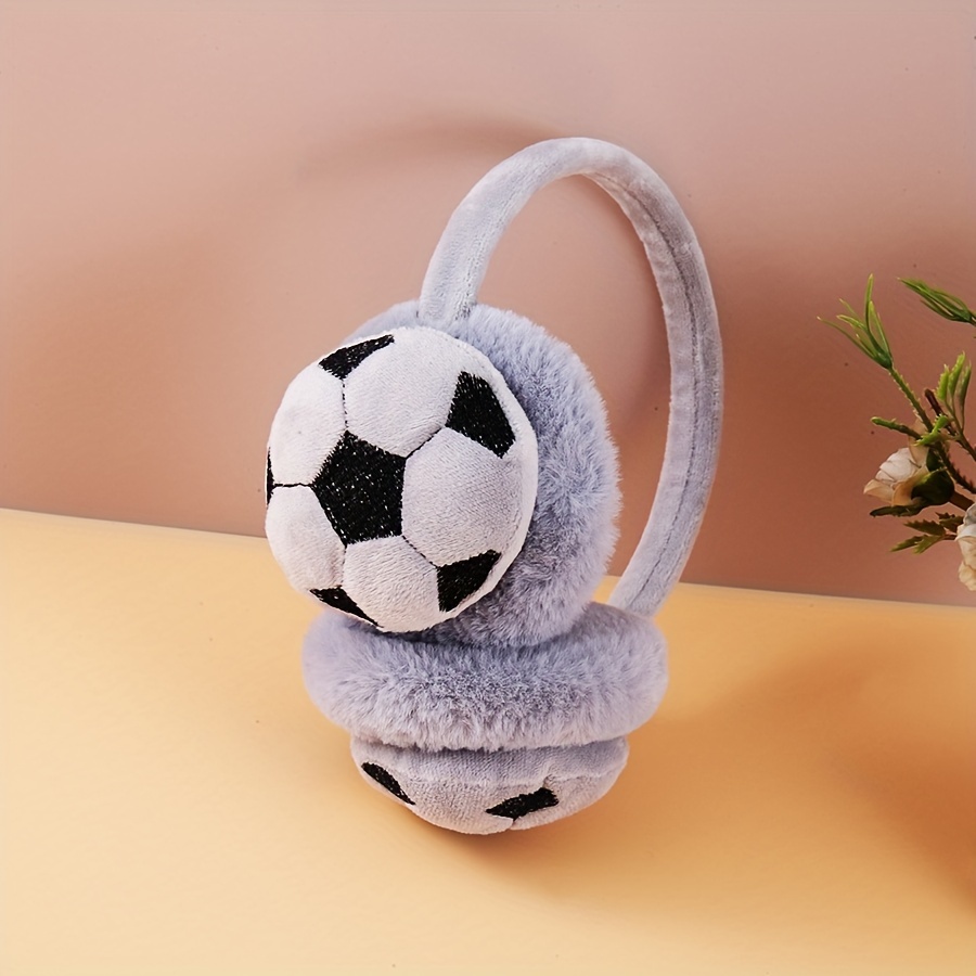 TEMU Cache-oreilles chauds en peluche style coréen automne-hiver, cache-oreilles de soccer mignons en peluche avec dessin , protection contre