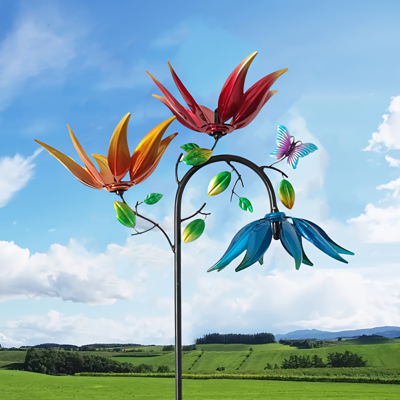 

Lucky Flower Windmill - Metal Outdoor Garden Spinner, Decorative Yard Art, No-battery Needed, Perfect For Patio & Lawn Decor Garden Decor For Outside Windmills For The Yard