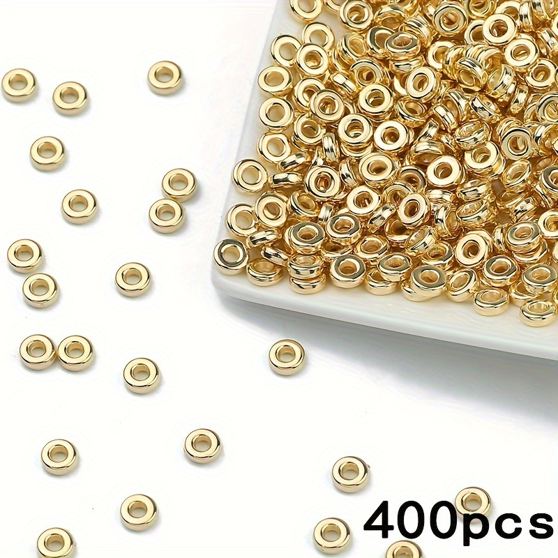 Image of 400pcs Of 6mm Flat Round Spacer Beads, A Bulk Set Of Golden And Silvery Discs, Plastic Beads For Jewelry Making, Suitable For Bracelets, Necklaces, Earrings, And Crafts