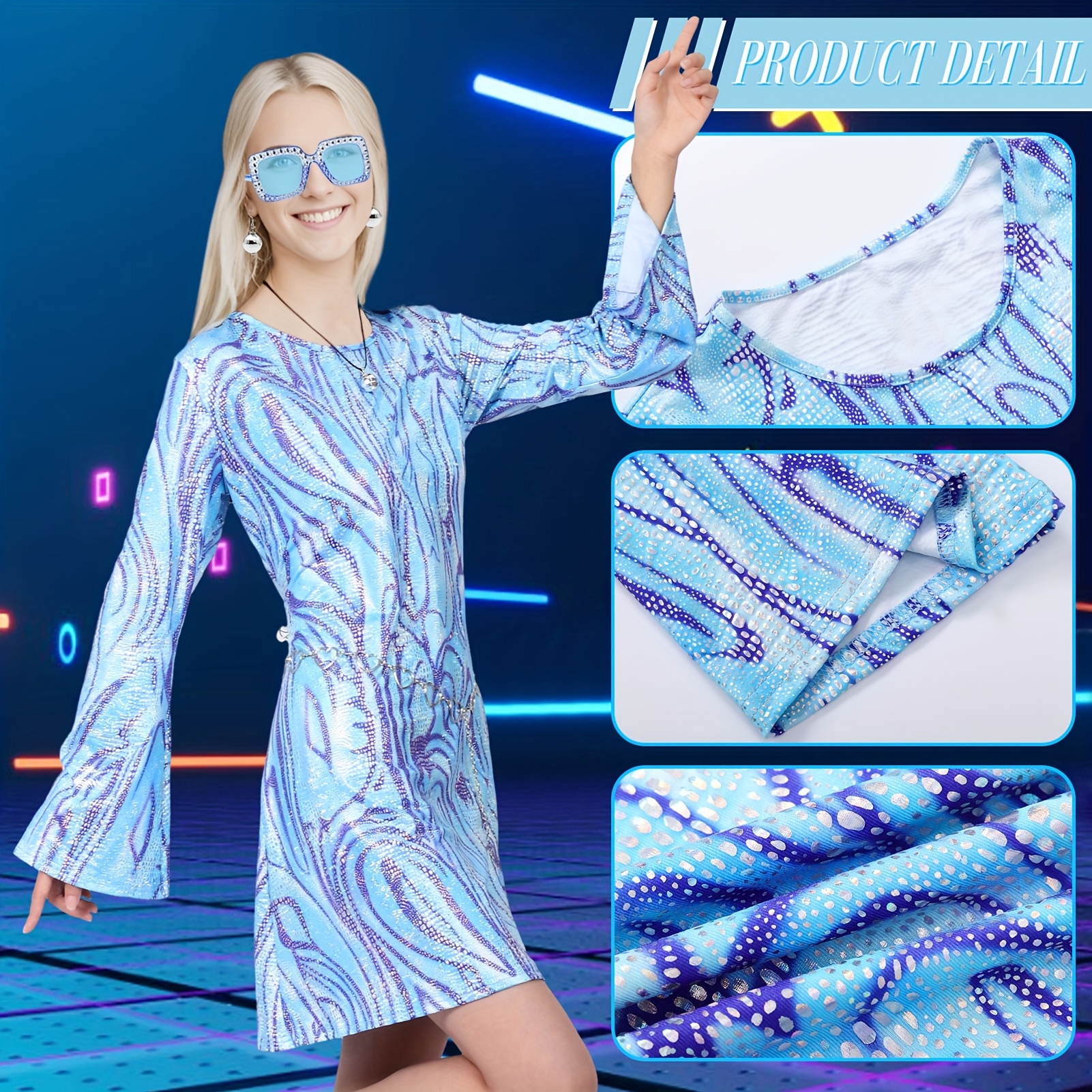 8pcs disco women costume outfit 70s sequin dress glitter - Temu South Africa