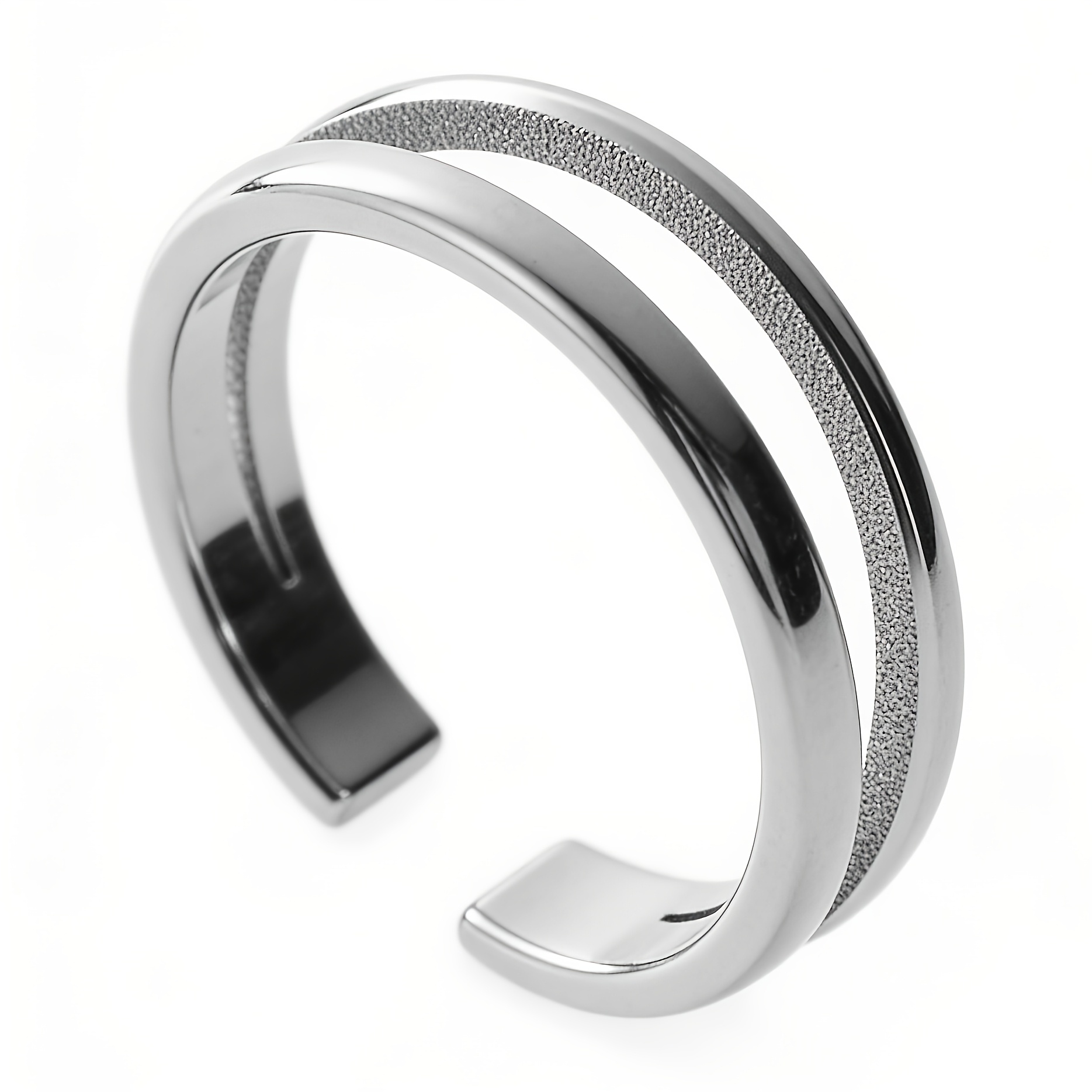 Double-Layer Interlocking Open Ring, Elegant Design