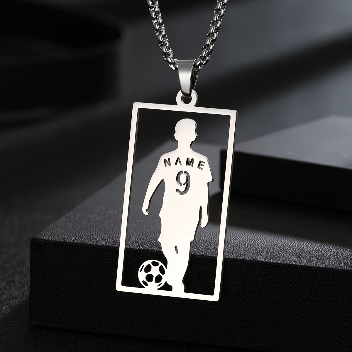 Image of Personalized Name Necklace, Stylish Soccer Player Pendant, Custom 304 304 Stainless Steel Jewelry For Men And Women, Ideal Gift For Him