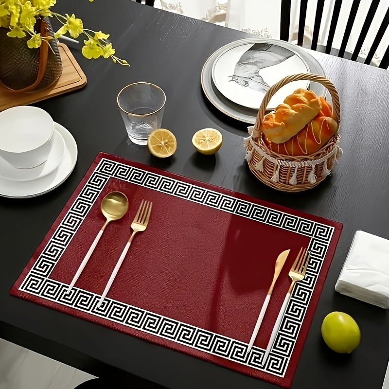 

4/6pcs Red Placemats Set - -, For Dining & Coffee Tables, For And Use