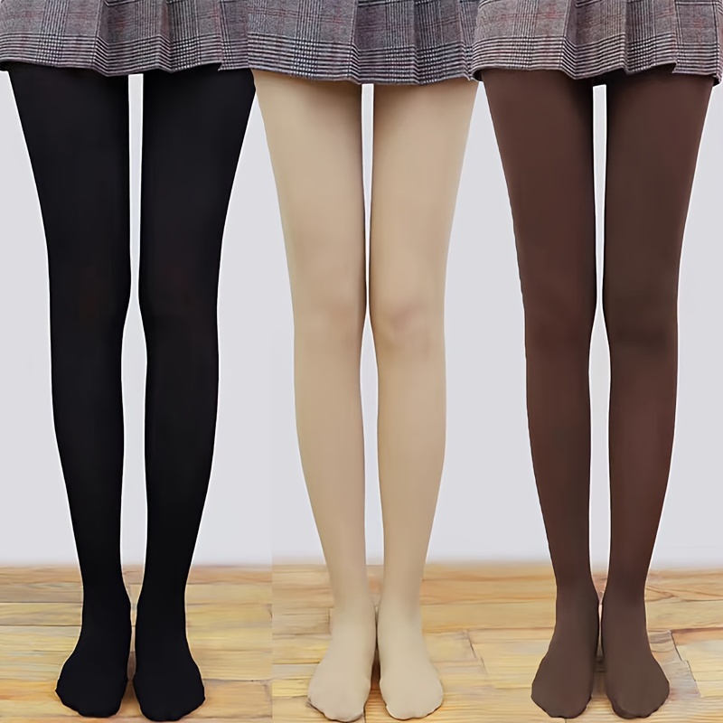 

Women' Color Fleece-lined Tights - Polyester Spandex (80% Polyester, 20% Spandex) - Knit Fabric Stretchable Opaque Pantyhose - Machine Washable - 1 Pair