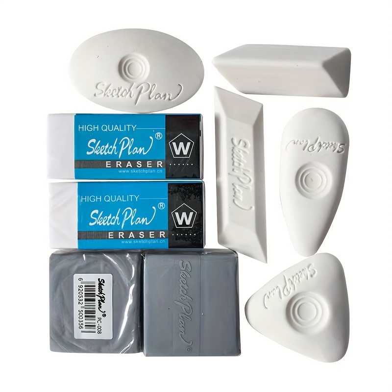 TEMU Of Sketch Plan Art Erasers (5 Highlight Erasers + 2 Moldable Erasers + 2 Erasers) - High-quality Thermoplastic Rubber For Drawing And Sketching,