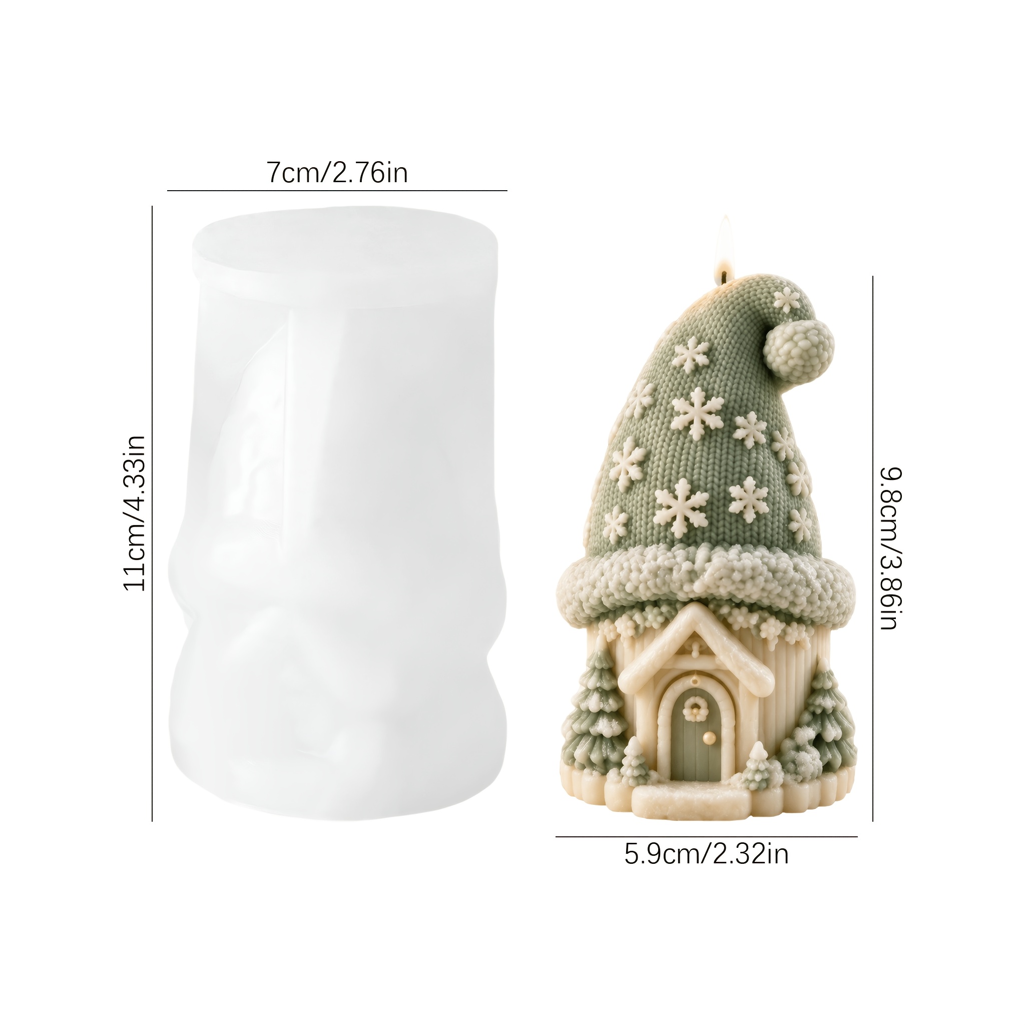 TEMU Stampo in riutilizzabile compatibile per candele fai da te a forma di cottage natalizio e ornamenti in resina - Design cottage invernale con ,