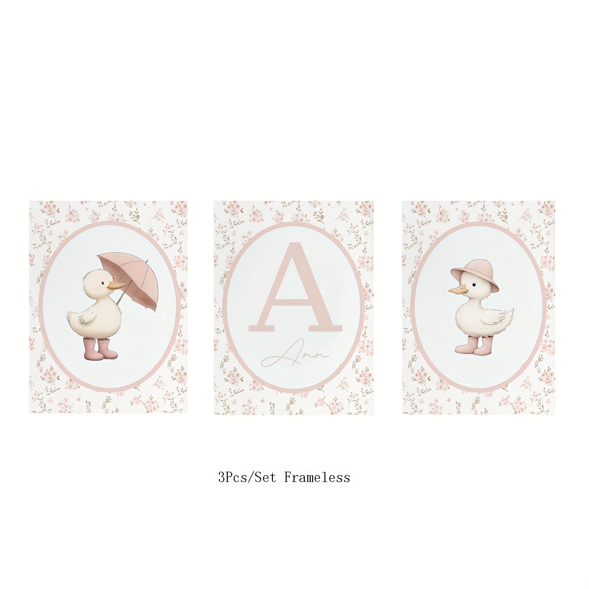 TEMU Pósteres de personalizados de 3 piezas/sujeto [2D Flat] sin , 2D Flat, 2D Flat, con diseño de rosa floral, decoración de guardería para bebés,